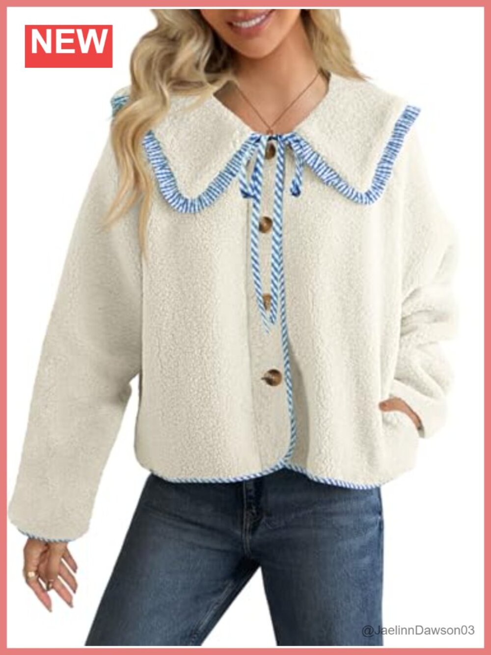 Fuzzy Fleece Sherpa Jacket Peter Pan Collar Button Winter Coat